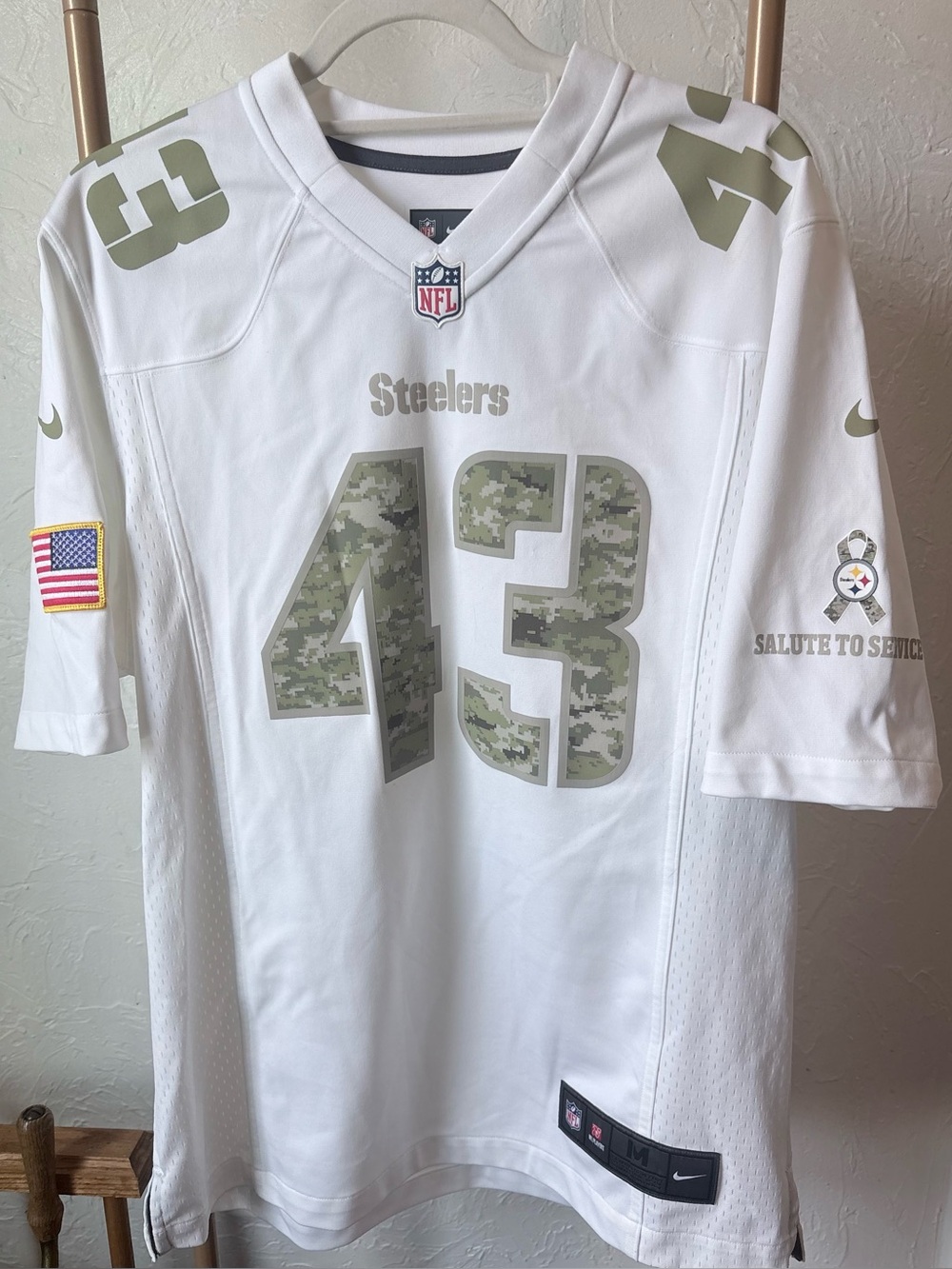 Nike Pittsburgh Steelers Troy Polamalu 43 Salute to Service Jersey Medium